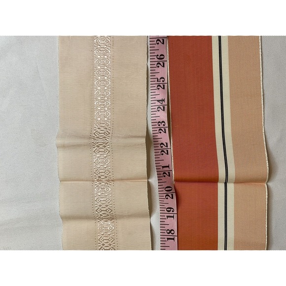 Vintage Japanese Obi Tie Waist Fabric Belt Peach Orange Stripes 40 Inches Spring - Picture 10 of 13